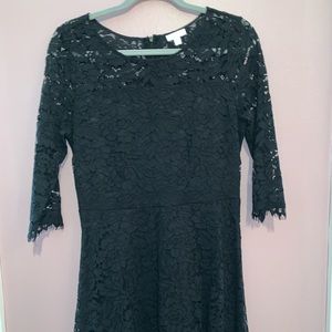 Black Lace Quarter Sleeve Dress